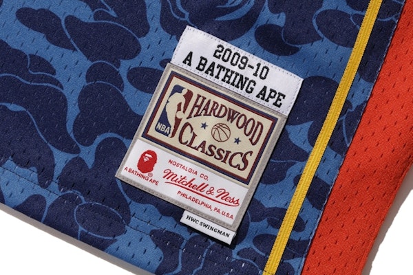 Bape Mitchell & Ness Warriors ABC Basketball Swingman Jersey Navy Lookbook Bape Mitchell & Ness Warriors ABC Basketball Swingman Jersey Navy