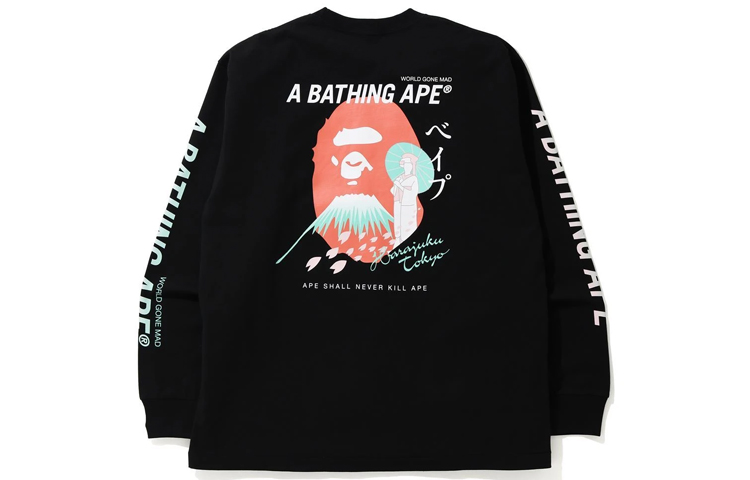 BAPE Mt Fuji Ape Head Crewneck Long Sleeve T-Shirt 001LTG801017X