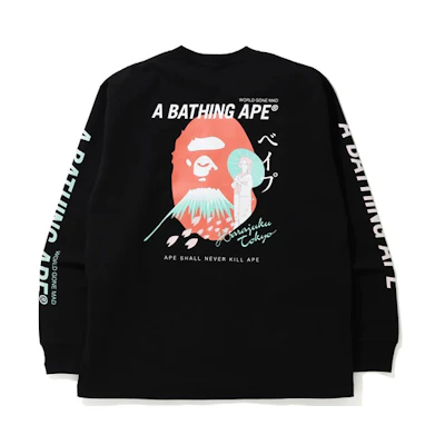 BAPE Mt Fuji Ape Head Crewneck Long Sleeve T-Shirt 001LTG801017X