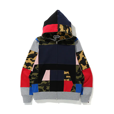BAPE Multi-Color Camo Patchwork Hoodie Jacket Unisex 0ZXSWM115003E