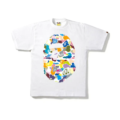 BAPE Multi Camo Big Ape Head Tee White