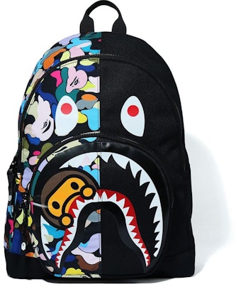 BAPE Multi Camo Milo Shark Day Pack Black Buy BAPE Multi Camo Milo Shark Day Pack Black