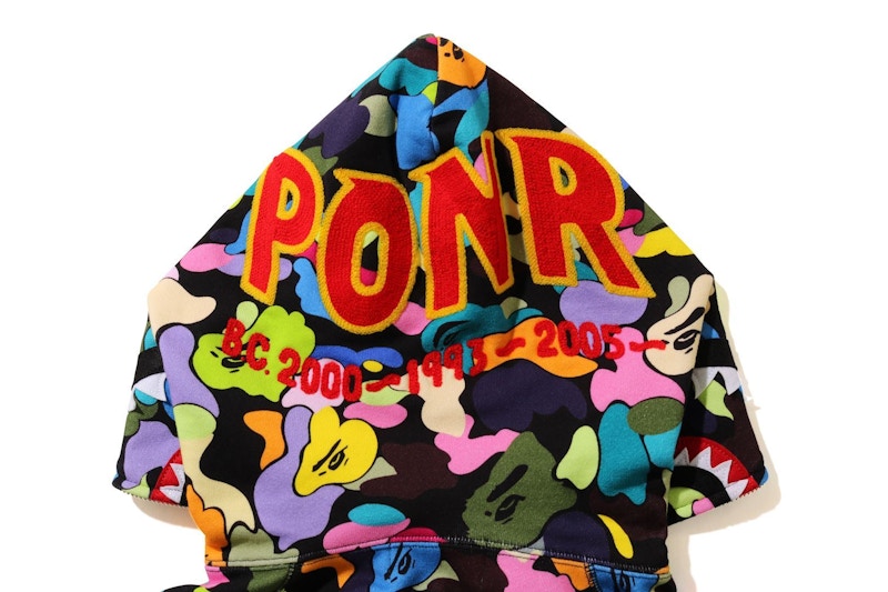 Lookbook Sudadera con Capucha BAPE Multi Camo Shark Full Zip "PONR" Negra.
