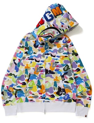 Bape Multi Camo Shark Full Zip Hoodie White Buy Bape Multi Camo Shark Full Zip Hoodie White