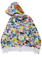 Order Bape 多色迷彩鯊魚全拉鍊連帽外套 白色