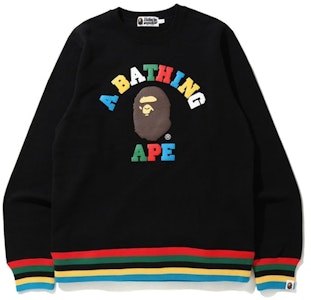 BAPE 多色字母学院系列黑色圆领卫衣 Buy BAPE 多色字母学院系列黑色圆领卫衣