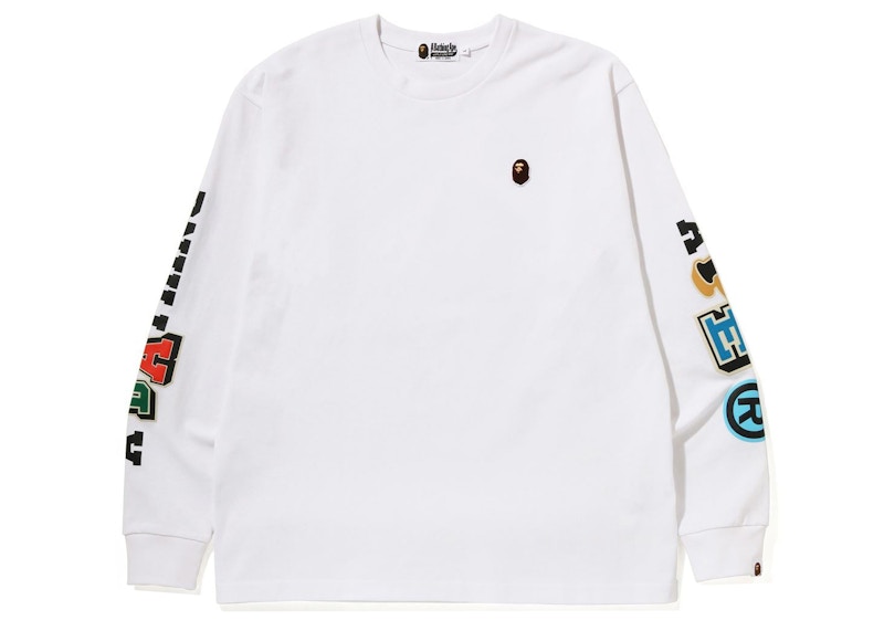 BAPE Multi Fonts Relaxed Fit Heavyweight L S Tee 'White'