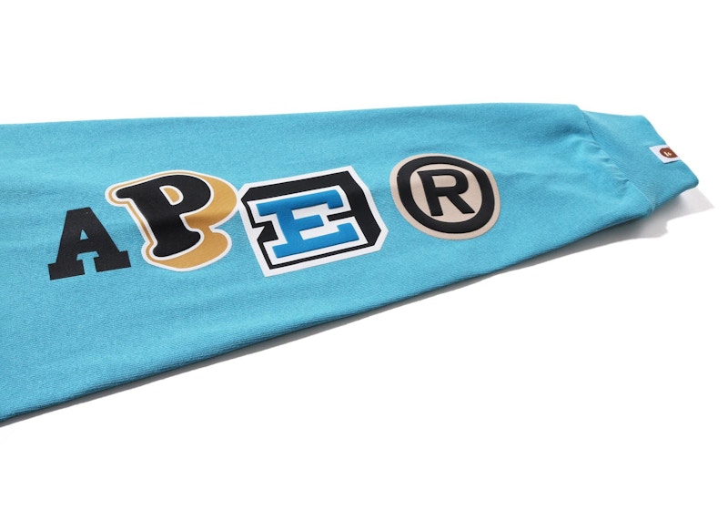 Lookbook BAPE多字体宽松版型厚重长袖T恤'蓝色'