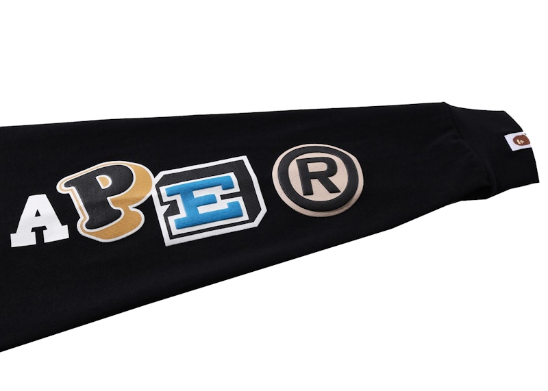 Lookbook BAPE Kaos Panjang Multi Font Fit Santai Berat 'Black'