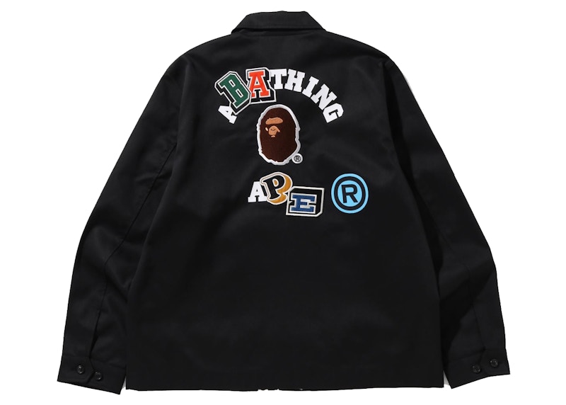 Buy BAPE Multi Fonts Jaket Zip Fit Santai 'Hitam'