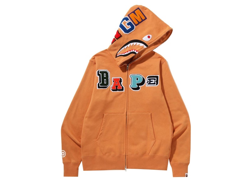 Buy Hoodie BAPE Multi Fonts Shark Full Zip 'Orange'