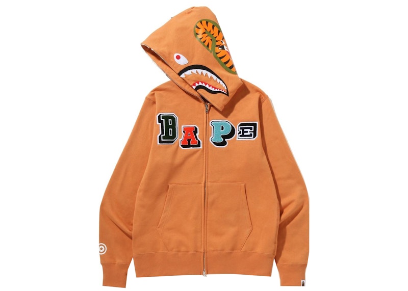 BAPE Multi Fonts Shark Full Zip Hoodie 'Orange' 圖 2