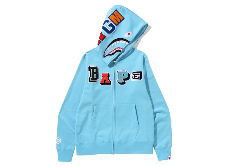 BAPE Multi Fonts Shark Full Zip Hoodie 'Sax'