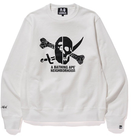 bape-neighborhood-ape-and-skull-crewneck-white