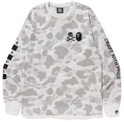 BAPE NEIGHBORHOOD Camo Kaos Lengan Panjang Putih Buy BAPE NEIGHBORHOOD Camo Kaos Lengan Panjang Putih