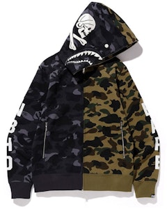 Hoodie Zip Penuh BAPE NEIGHBORHOOD Split Camo Shark Hitam Hijau Buy Hoodie Zip Penuh BAPE NEIGHBORHOOD Split Camo Shark Hitam Hijau
