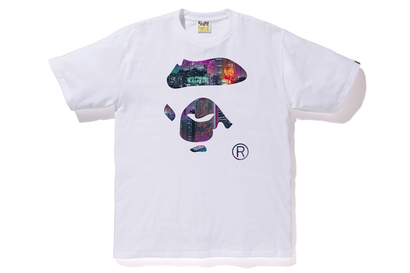 新品 STA PATTERN BIG APE HEAD RELAXED TEE A Bathing Ape Men Denim Sta Pattern Big Ape Head Tee white