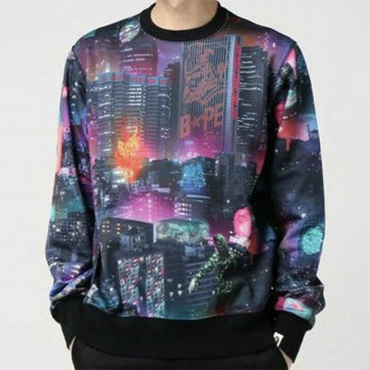 Lookbook BAPE Neon Tokyo Crewneck Sweatshirt〡Sweater Neon Tokyo BAPE 1G30-113-015