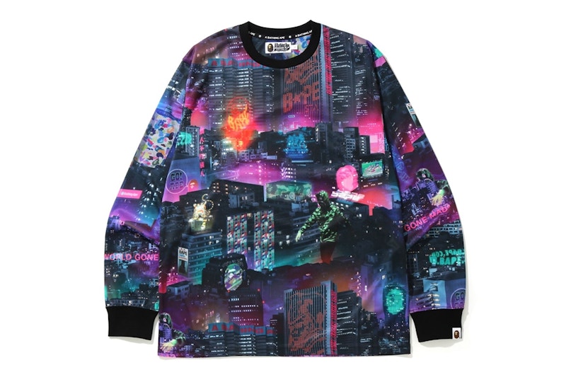 BAPE Neon Tokyo L/S Tee Black