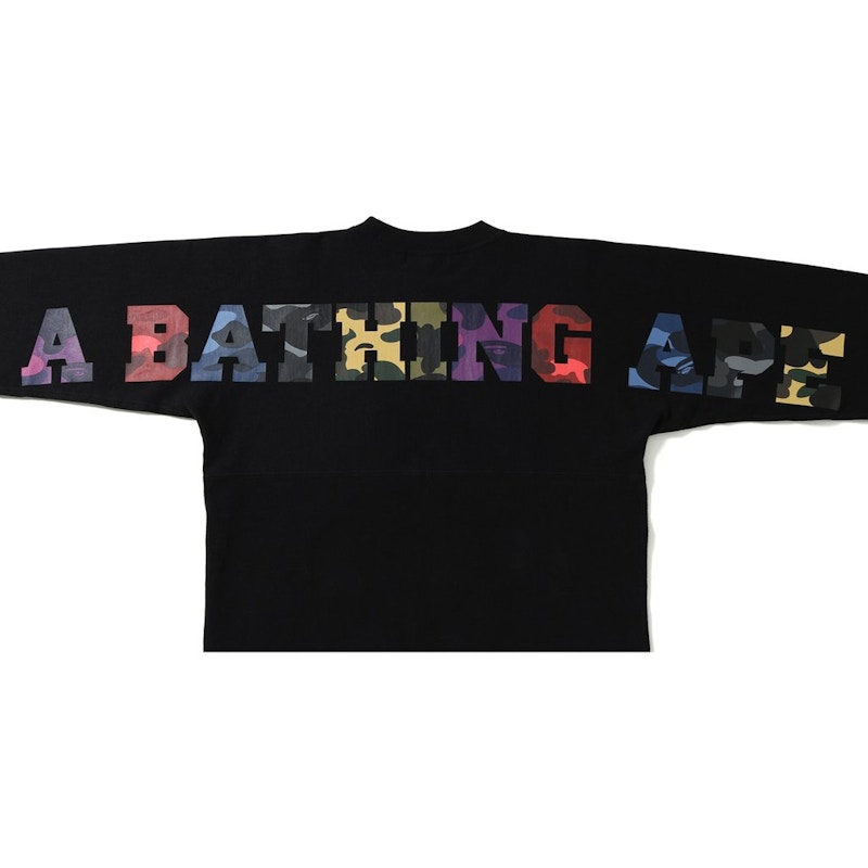 Lookbook ベイプ ワンポイントMIXカモ ビッグロゴ クルーネック 黒
