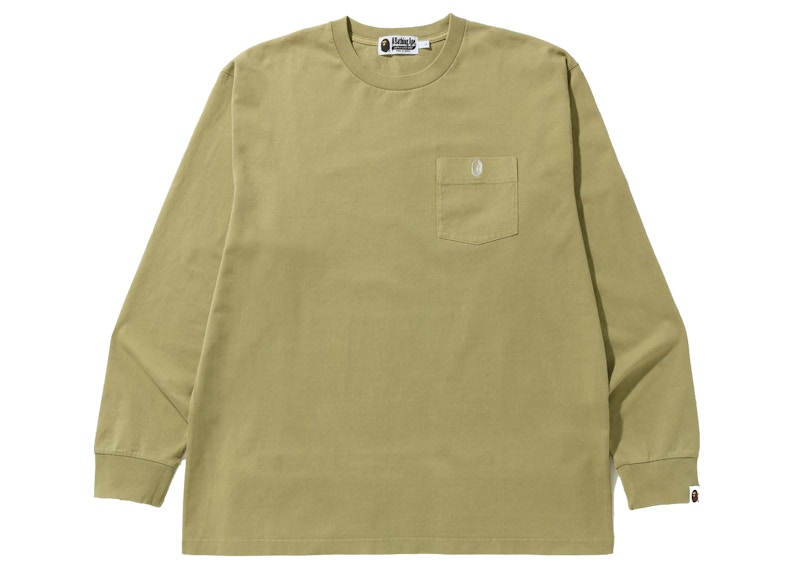 BAPE Overdye One Point Pocket Relaxed Fit L S Tee 'Beige'