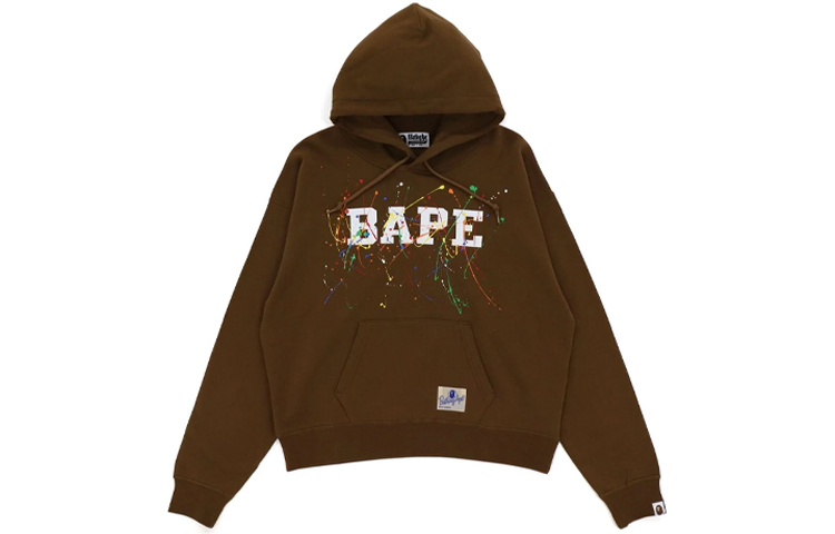 BAPE Paint Splatter Logo Hoodie Unisex Pullover 1H80-214-504