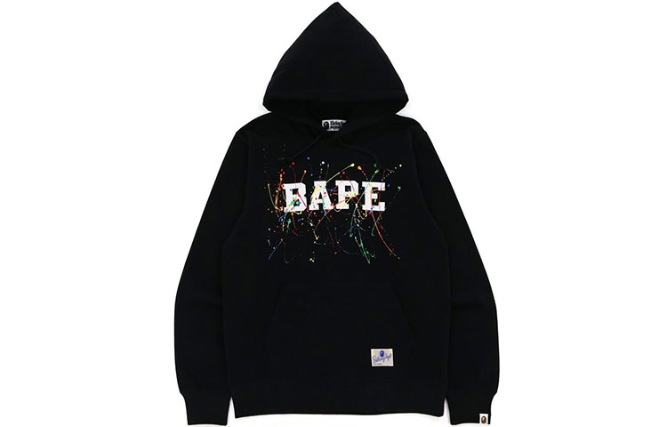 BAPE Paint Splatter Logo Print Oversized Hoodie 1H80-114-011