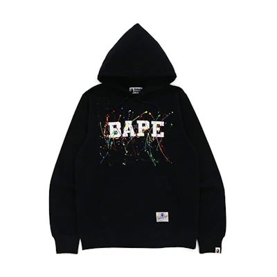 BAPE Paint Splatter Logo Print Oversized Hoodie 1H80-114-011