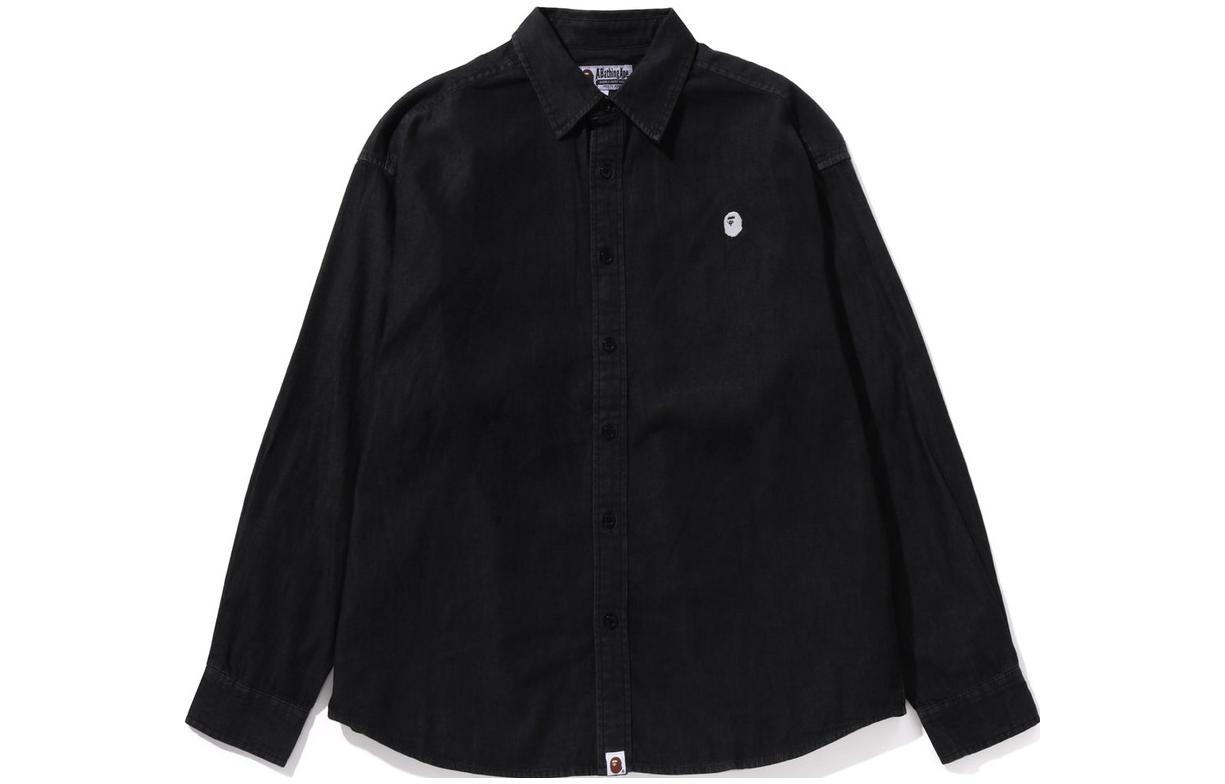 BAPE Pattern Print Long Sleeve Button-Up Shirt for Men. 1J80-131-055