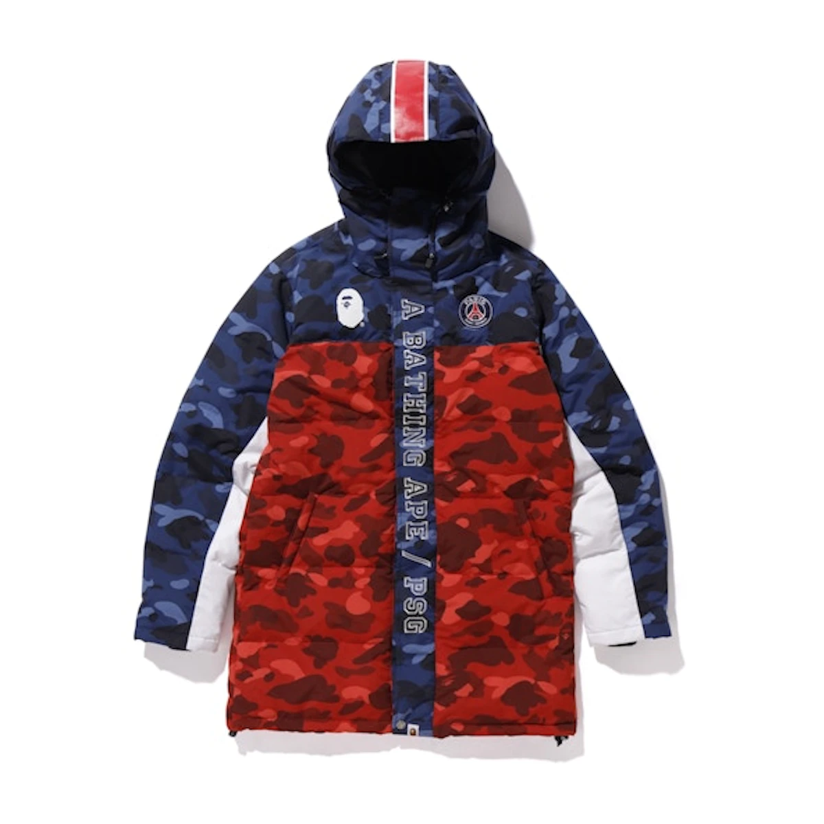 Bape PSG Long Down Jacket Navy
