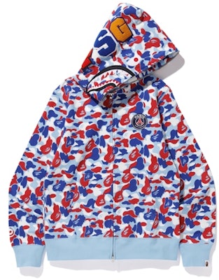 Bape PSG Shark Full Zip Hoodie Blue Buy Bape PSG Shark Full Zip Hoodie Blue