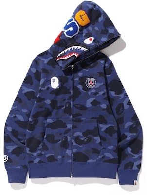 Bape PSG Shark Full Zip Hoodie Navy Buy Bape PSG Shark Full Zip Hoodie Navy