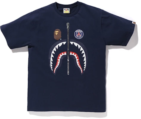 Bape PSG Shark Tee Navy Buy Bape PSG Shark Tee Navy