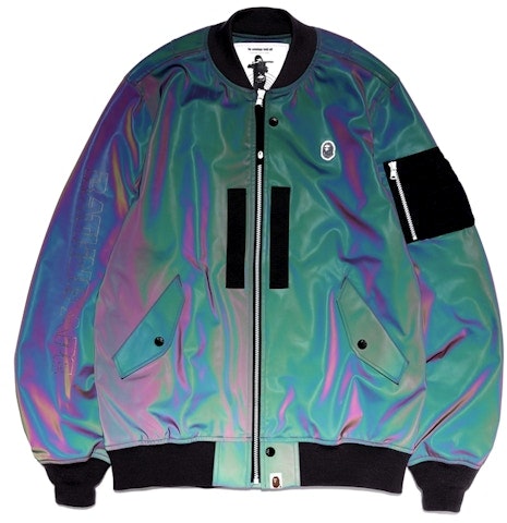 bape-reflector-light-weight-bomber-jacket-green
