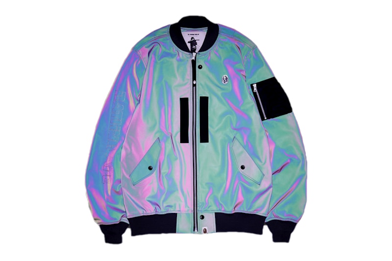 Order BAPE Jaket Bomber Ringan Pantul Cahaya Hijau