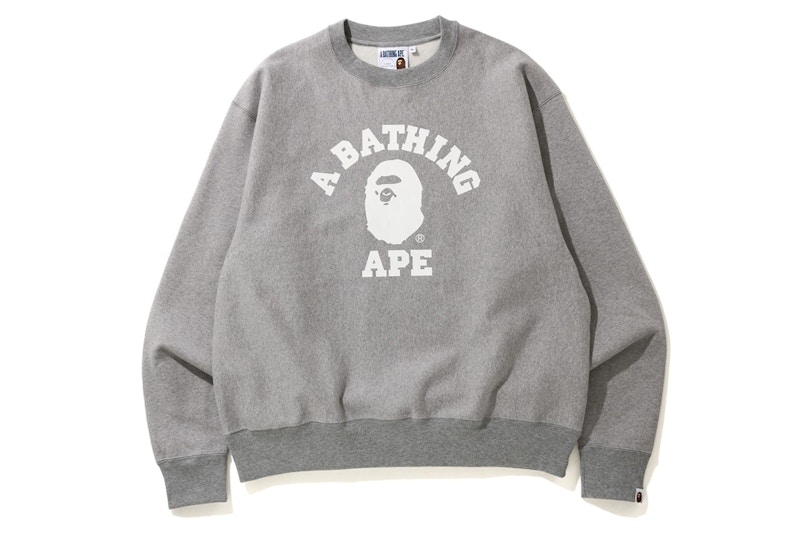 Buy BAPE 經典休閒大學風灰色圓領衫