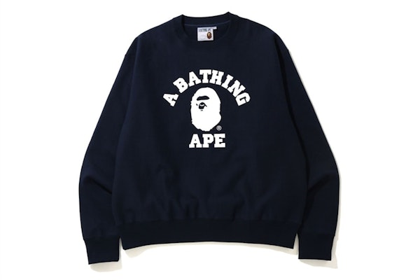BAPE Relaxed Classic College Crewneck Navy Buy BAPE Relaxed Classic College Crewneck Navy