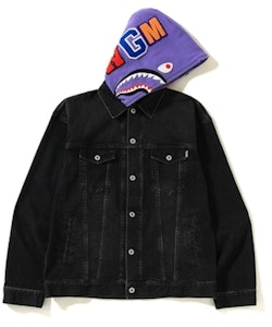 Bape 寬鬆鯊魚連帽牛仔外套 黑色 Buy Bape 寬鬆鯊魚連帽牛仔外套 黑色