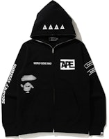 BAPE Hoodie Hitam Full Zip dengan Multi Print Keamanan Buy BAPE Hoodie Hitam Full Zip dengan Multi Print Keamanan