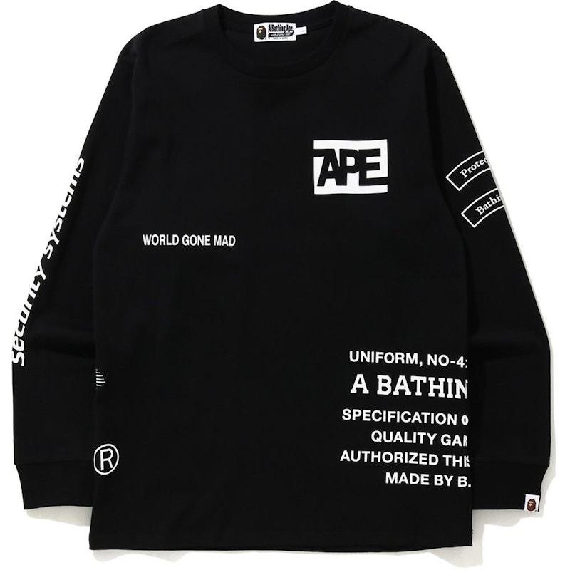 BAPE Security Multi Print L/S Tee Black