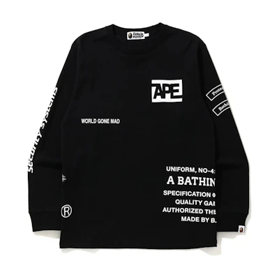BAPE Security Multi Print L/S Tee Black