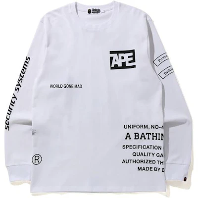 BAPE Security Multi Print L/S Tee Putih Buy BAPE Security Multi Print L/S Tee Putih