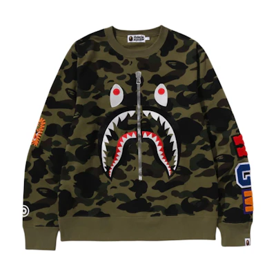 BAPE Shark Camo Crewneck Long Sleeve Sweatshirt Unisex 1K80-113-010