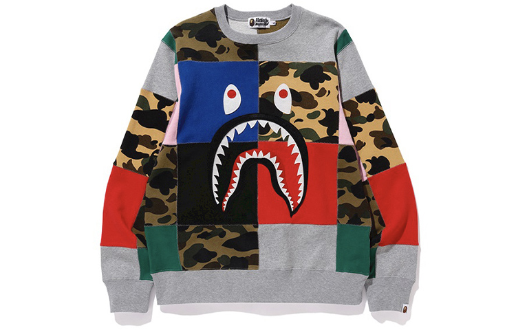 BAPE Shark Camo Patchwork Crewneck Sweatshirt 1G30-113-003