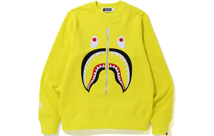 BAPE Shark Embroidered Crewneck Yellow Unisex Sweater 1F80-113-008YELLOW