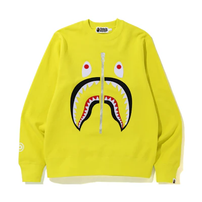 BAPE Shark Embroidered Crewneck Yellow Unisex Sweater 1F80-113-008YELLOW
