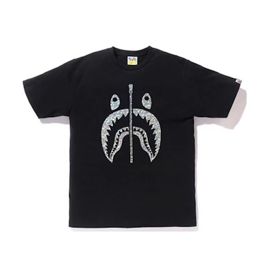 BAPE Shark Face Print T-shirt Black闪光鲨鱼男款短袖 1G30-110-063
