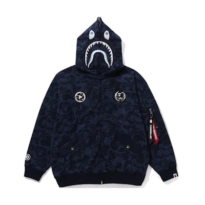 BAPE Shark Full-Zip Hoodie Printed Design for Men 1J73-115-905