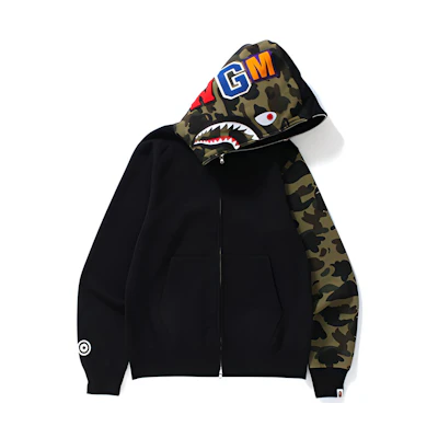 BAPE Shark Full Zip Hoodie Black Camo Short Sleeve Jacket 1D20-115-607