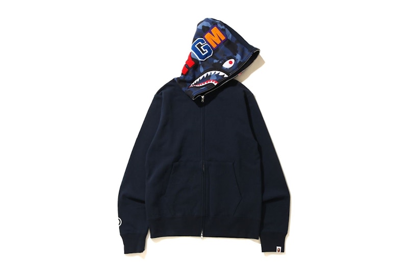 Buy A BATHING APE®シャークフルジップフーディ (ネイビー)

